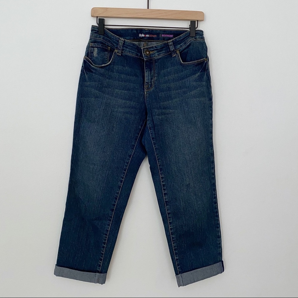 Style & Co. Cuffed Boyfriend Cropped Jeans - 8 Petite